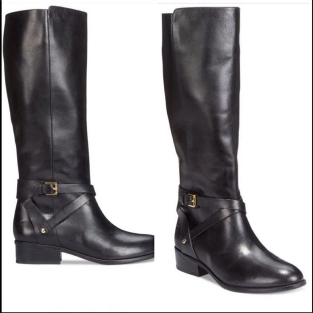 Ralph Lauren Mariah Black Leather Riding Boots